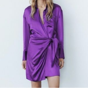 Zara Satin Mini Wrap Dress - BRAND NEW